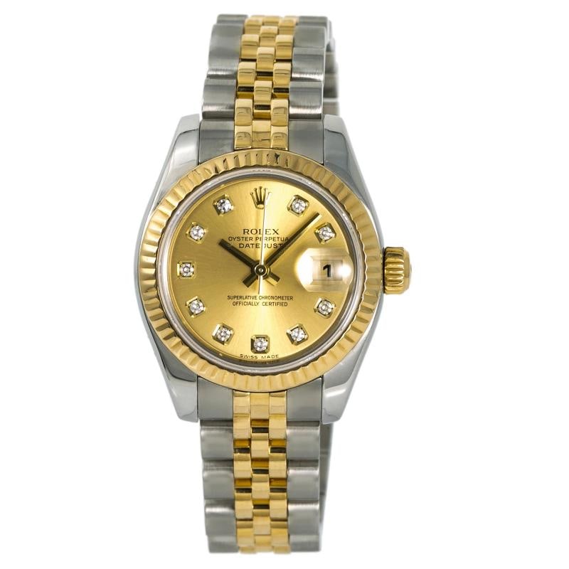 Rolex Datejust 179173 Jubilee 18K TwoTone Auto Champagne Diamond Dial Women 26mm - 5