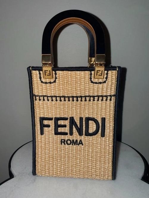 Fendi Mini Sunshine Shopper Tote Raffia w/Strap - 15