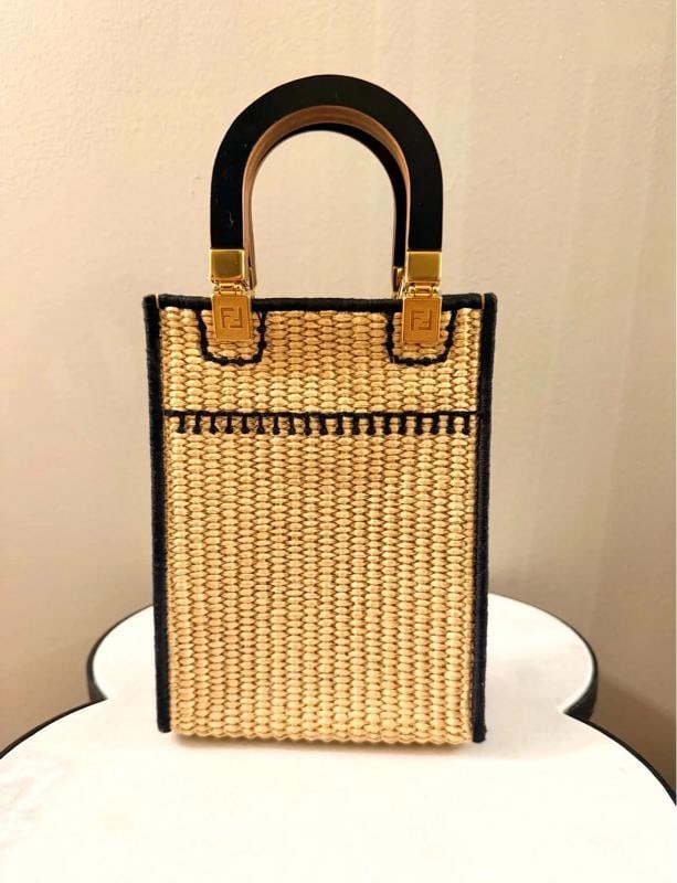 Fendi Mini Sunshine Shopper Tote Raffia w/Strap - 2