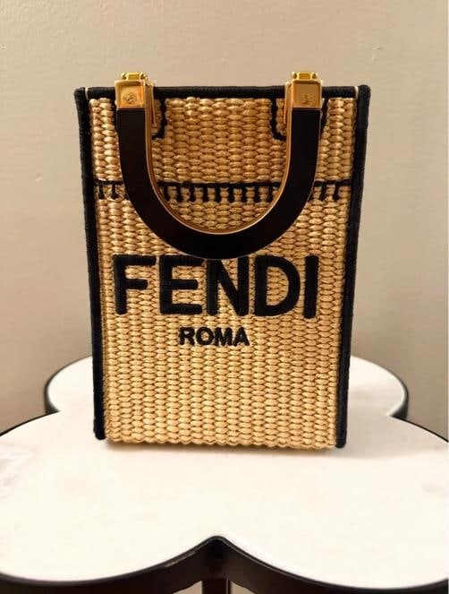 Fendi Mini Sunshine Shopper Tote Raffia w/Strap - 5