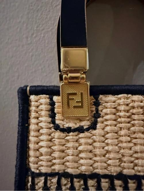 Fendi Mini Sunshine Shopper Tote Raffia w/Strap - 9