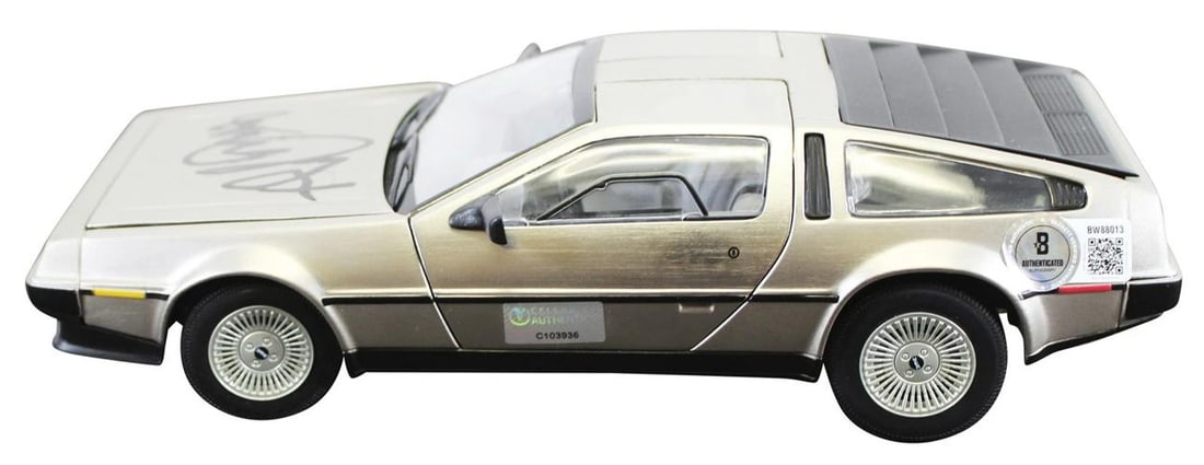 Michael J. Fox Back To The Future Signed 1:18 Die Cast DeLorean BAS - 6