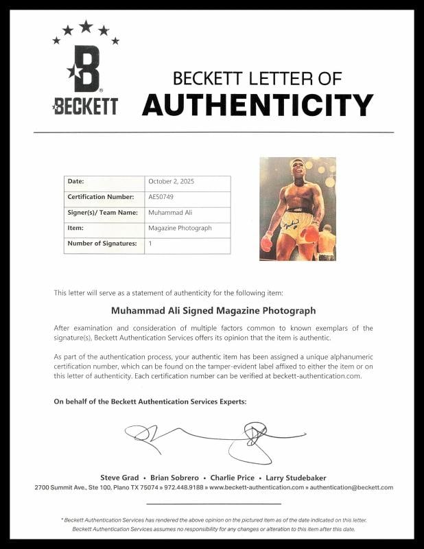 Muhammad Ali Signed Framed 9x12 Magazine Photo Beckett BAS - 4