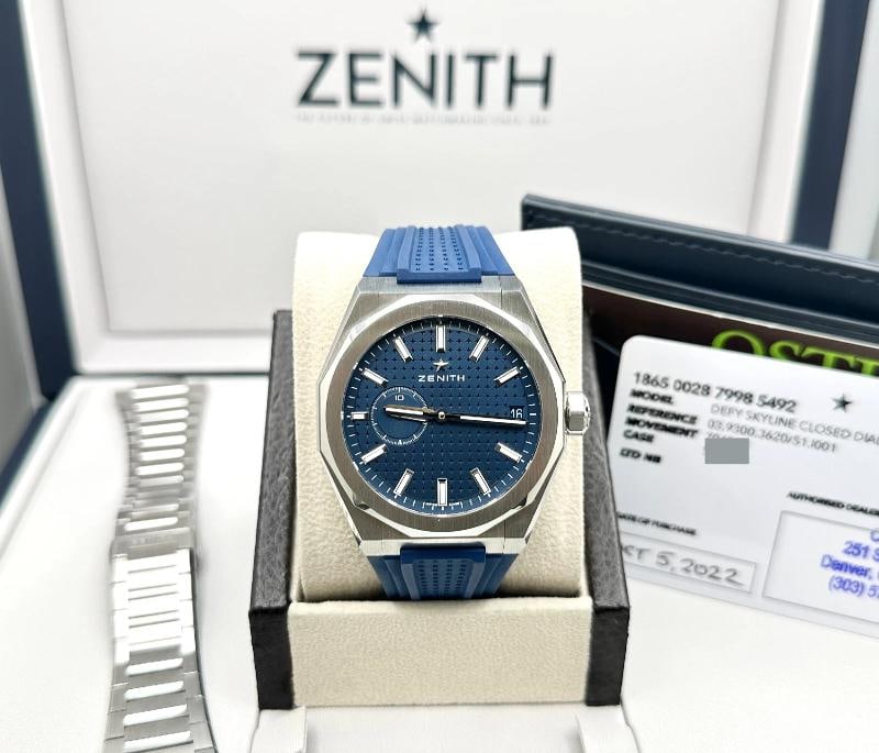 Zenith Defy Skyline 03.9300.3620/51.I001 41mm Blue Dial Steel Box Paper - 2