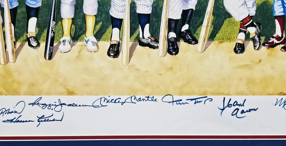 500 Home Run Club Signed Framed 22x38 Lithograph 11 Sigs #483/1000 PSA/DNA - 3