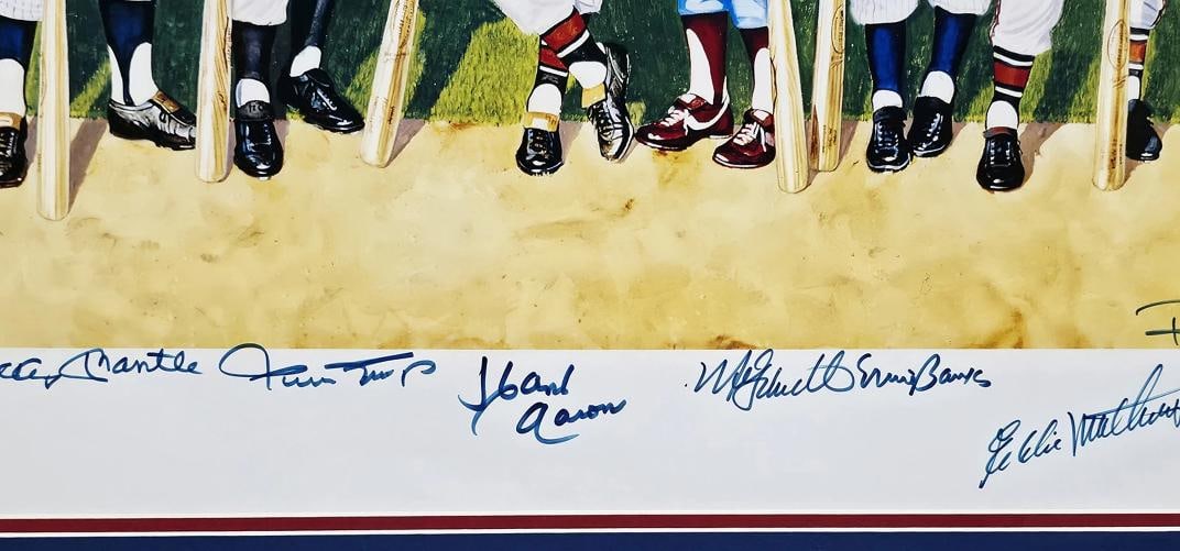 500 Home Run Club Signed Framed 22x38 Lithograph 11 Sigs #483/1000 PSA/DNA - 4
