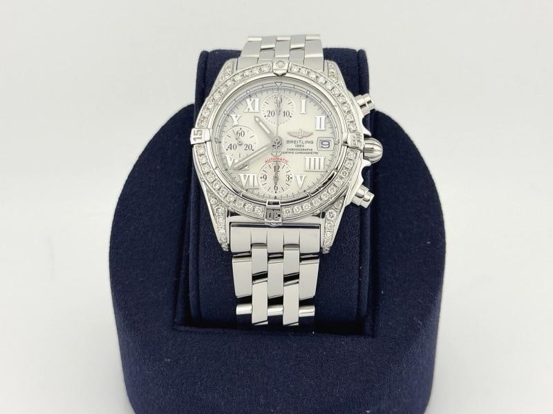 Breitling Chrono Cockpit A13357 39mm Diamond Bezel and Lugs White Dial Steel - 12