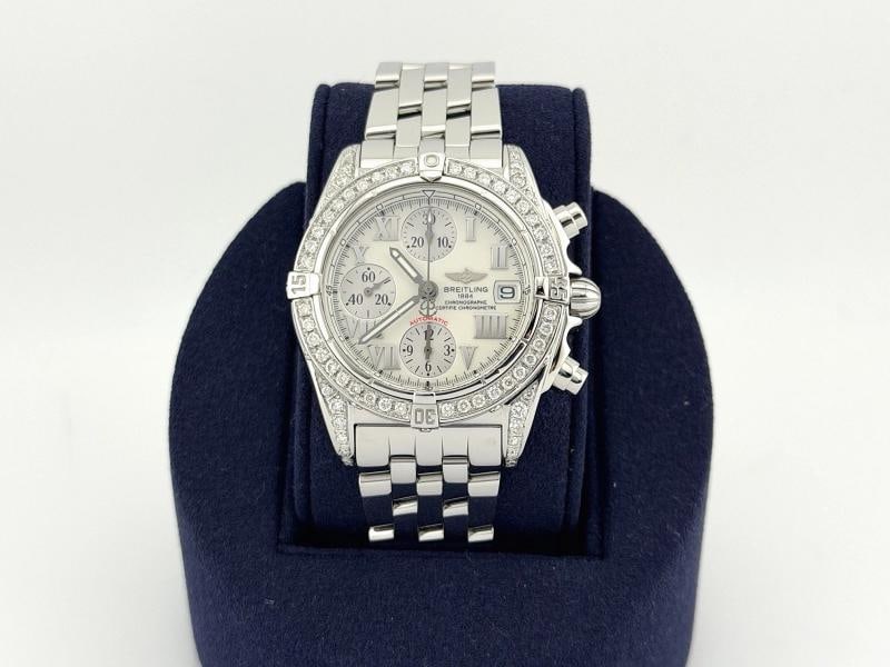 Breitling Chrono Cockpit A13357 39mm Diamond Bezel and Lugs White Dial Steel (1 of 12)