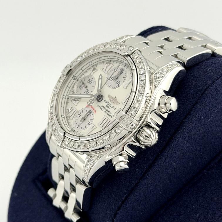 Breitling Chrono Cockpit A13357 39mm Diamond Bezel and Lugs White Dial Steel - 6