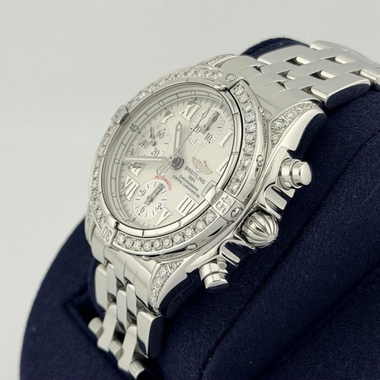 Breitling Chrono Cockpit A13357 39mm Diamond Bezel and Lugs White Dial Steel - 7