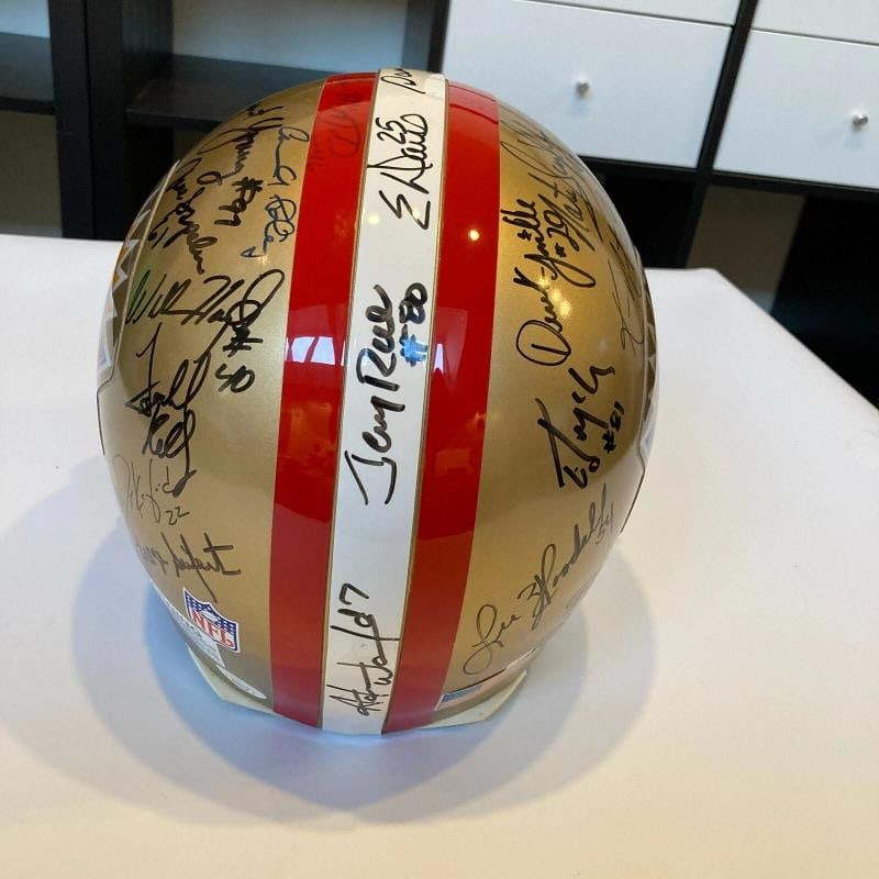 1994 San Francisco 49ers Super Bowl XXIX Champs Team Signed Full Size Helmet JSA - 11