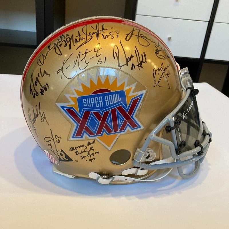 1994 San Francisco 49ers Super Bowl XXIX Champs Team Signed Full Size Helmet JSA - 7