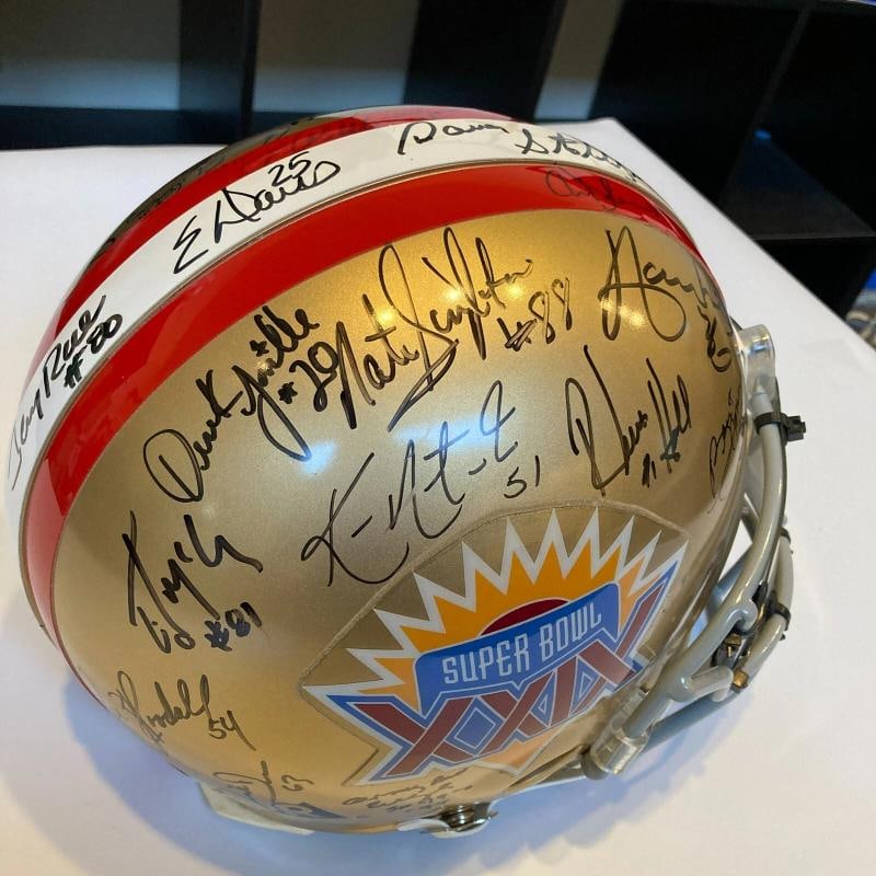 1994 San Francisco 49ers Super Bowl XXIX Champs Team Signed Full Size Helmet JSA - 9