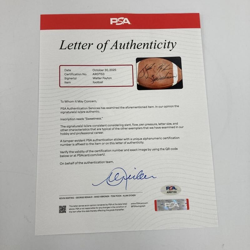 Walter Payton Sweetness Signed Vintage Wilson Football PSA DNA & Beckett COA - 5