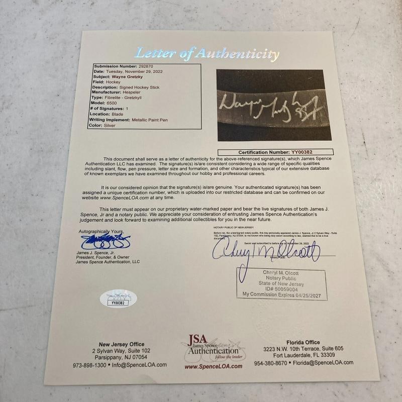 Wayne Gretzky Signed Game Issued Hespeler Hockey Stick With JSA COA - 4