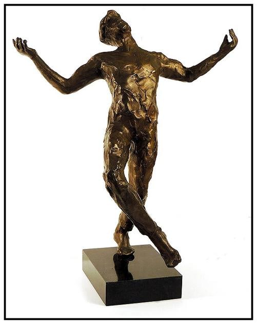 ANTHONY QUINN Bronze SCULPTURE Gold Song Of Zorba The Greek Signed Actor Artwork - 2