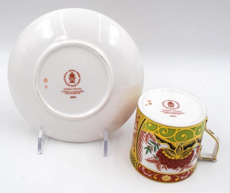 Set of 6 Royal Crown Derby Imari Golden Peony Bone China Coffee Cup & Saucer - 14