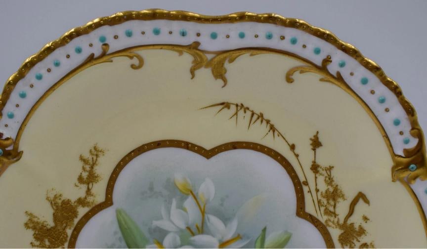Set of 12 English H.P. Orchid Cabinet Plates Adderley&Co. Artist Signed - 8
