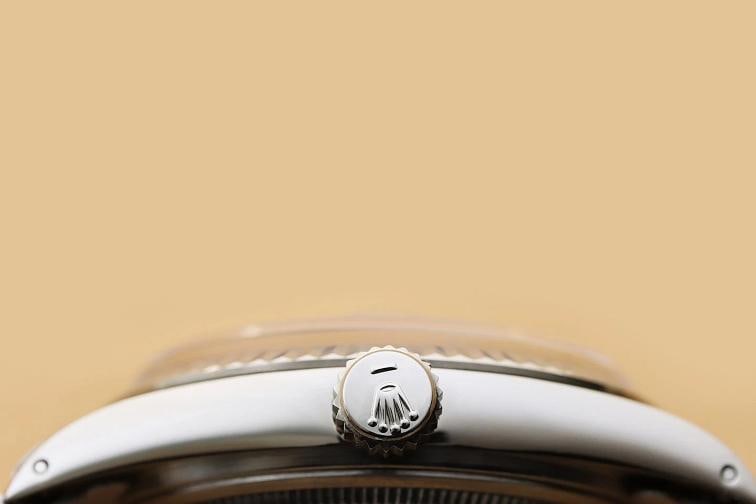 ROLEX MENS DATEJUST 16014 MOTHER OF PEARL ROMAN DIAL 18K WHITE GOLD STEEL WATCH - 9