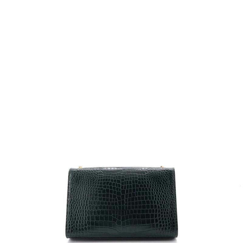 Saint Laurent Classic Monogram Tassel Crossbody Bag Crocodile Embossed Leather - 3