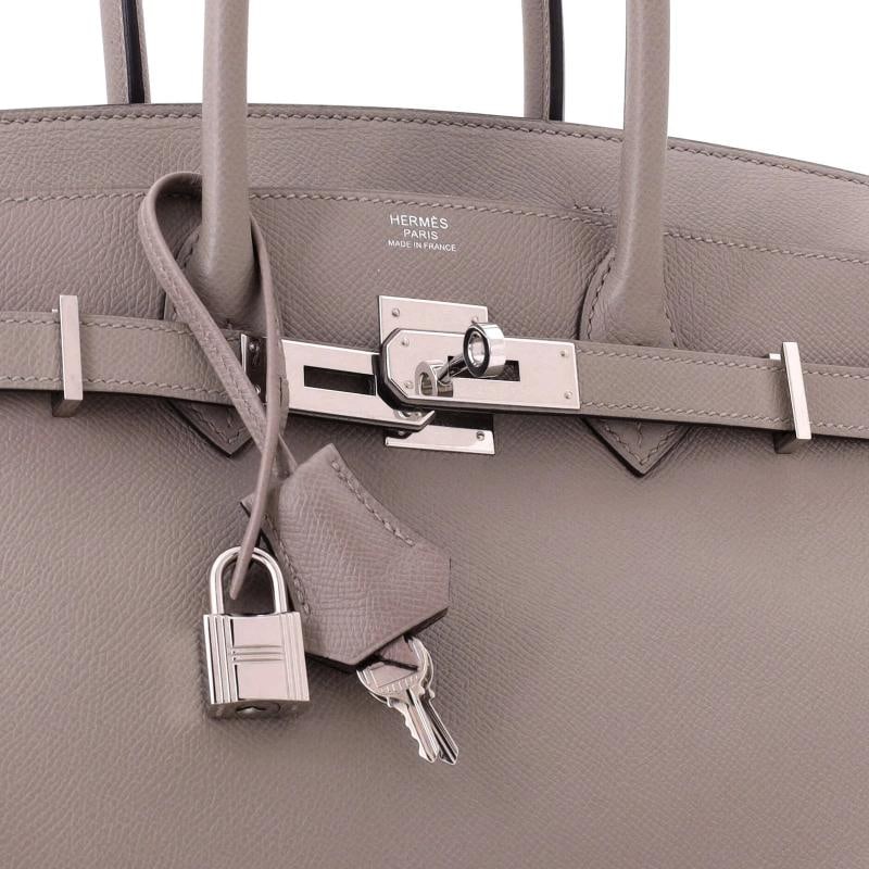 Hermes Birkin Handbag Grey Epsom with Palladium Hardware 30 - 7