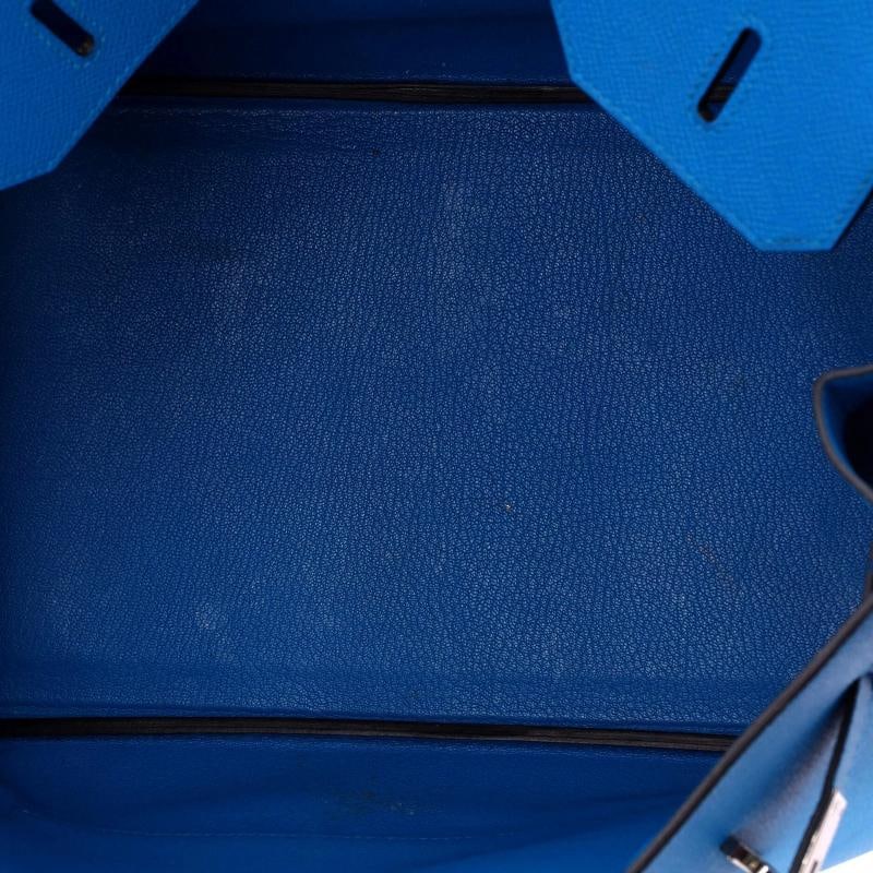 Hermes Birkin Handbag Blue Epsom with Palladium Hardware 35 - 5