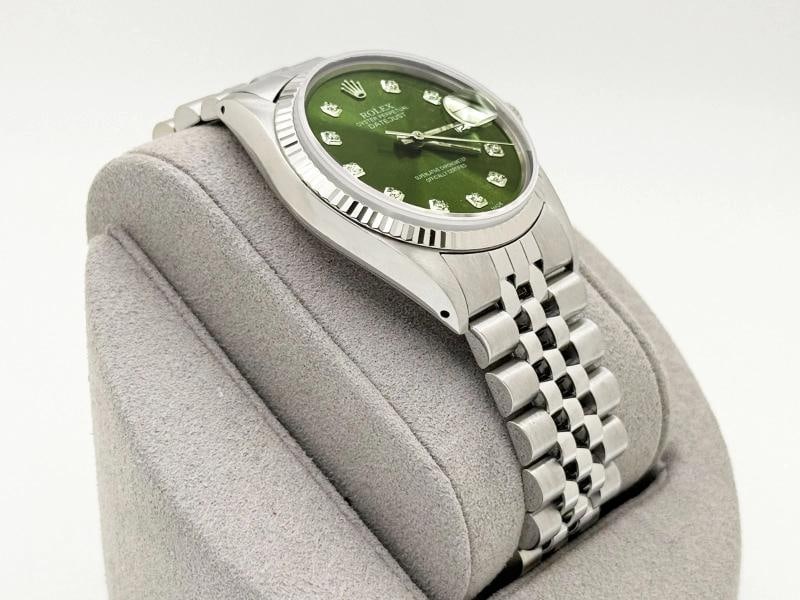 Rolex Datejust 16014 36mm Green Diamond Dial 18k Gold Bezel Stainless Steel - 2