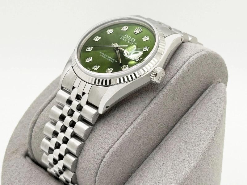 Rolex Datejust 16014 36mm Green Diamond Dial 18k Gold Bezel Stainless Steel - 3