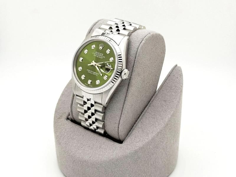 Rolex Datejust 16014 36mm Green Diamond Dial 18k Gold Bezel Stainless Steel - 6