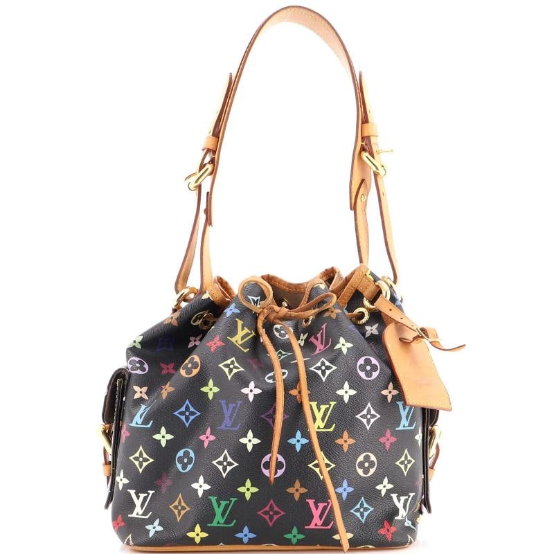 Louis Vuitton Petit Noe Handbag Monogram Multicolor: Condition: Pre-owned - Good,Brand: Louis Vuitton,Exterior Material: Canvas Coated,Style: Bucket,Exterior Color: Black,Department: Women,Size: Unknown,Accessories: Luggage Tag Condition: Very Good.