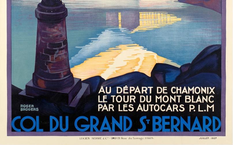 Original Posters - R. Broders - Col du Grand St-Bernard - Mont Blanc - PLM 1927- - 3