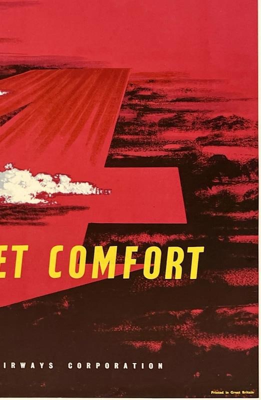 Original Vintage Poster BOAC COMET 4 JETLINER British Air Airline Travel LINEN - 5
