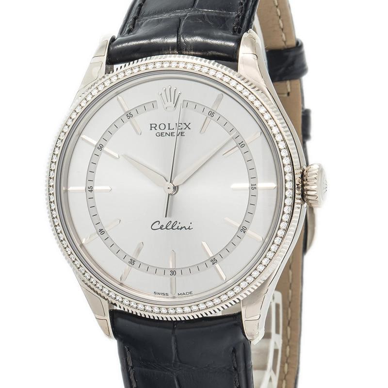Rolex Cellini Time 50609 18k White Gold Rhodium Dial Factory Diamond Watch 39mm - 2