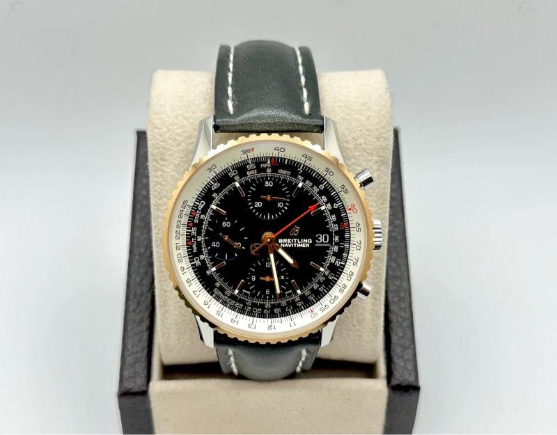 Breitling Navitimer U13324 41mm Black Dial 18K Rose Gold Steel Box Paper - 2