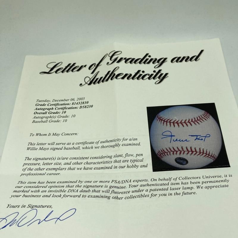 Willie Mays Signed Major League Baseball PSA DNA Graded 10 GEM MINT - 7