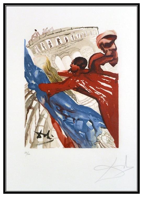 Salvador Dali Original Etching Plate F L'art De Aimer Hand Signed Framed Artwork - 2