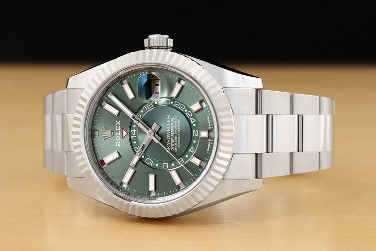 2026 FEB FULL SET ROLEX MINT GREEN SKY-DWELLER 336934 18K GOLD BEZEL STEEL WATCH - 2