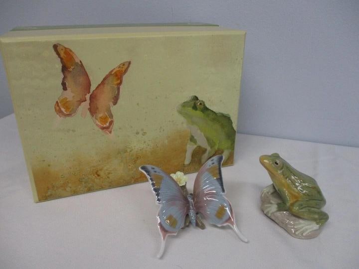 NEW LLADRO SUMMER POND FROG & BUTTERFLY SET #7801 BRAND NIB RARE ANIMAL - 2