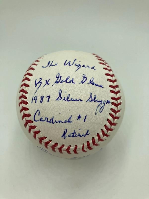 Ozzie Smith Full Name Signed Heavily Inscribed STAT Baseball JSA COA - 2