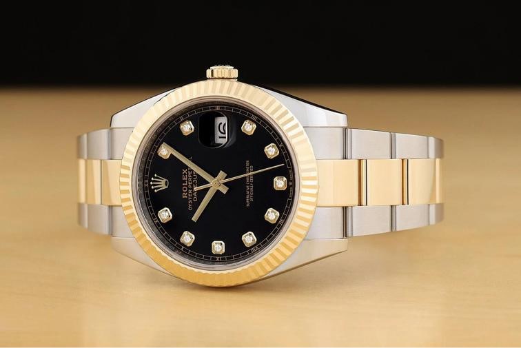 2019 CARD ROLEX DATEJUST 41 126333 BLACK FACTORY DIAMOND 18K GOLD STEEL WATCH - 2