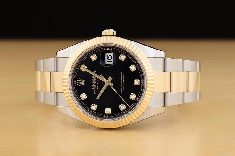 2019 CARD ROLEX DATEJUST 41 126333 BLACK FACTORY DIAMOND 18K GOLD STEEL WATCH - 3