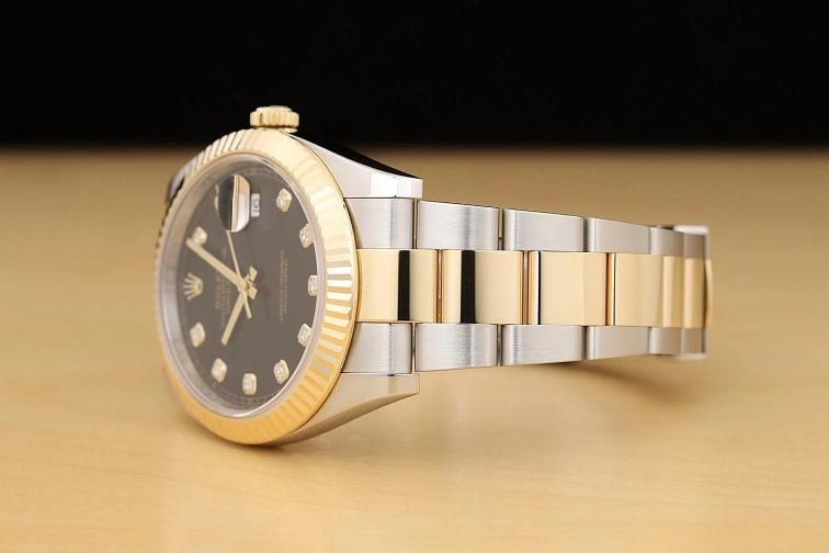 2019 CARD ROLEX DATEJUST 41 126333 BLACK FACTORY DIAMOND 18K GOLD STEEL WATCH - 4
