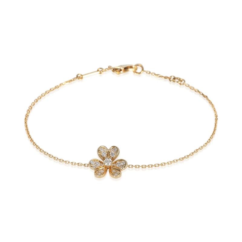 Van Cleef & Arpels Yellow Gold Diamond Mini Model Frivole Bracelet: Condition: Pre-owned - Good,Shape: Round Brilliant,Item Length: 7 in,Clasp/Buckle Type: Lobster Claw,With Papers: Yes,Side Stone Type: Diamond,Side Stone Weight (cts): 0.21,Metal Purity: 18k,With Orig
