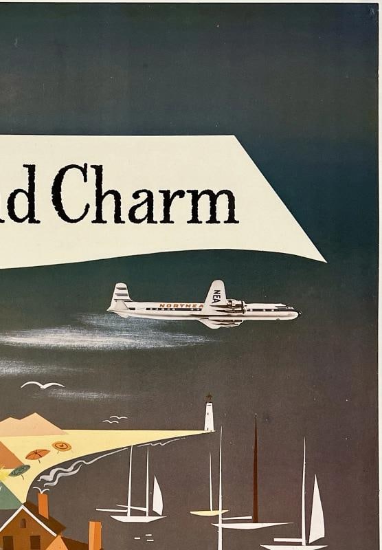 Original Vintage Poster NEW ENGLAND CHARM - NORTHEAST AIRLINES Airline Travel OL - 3
