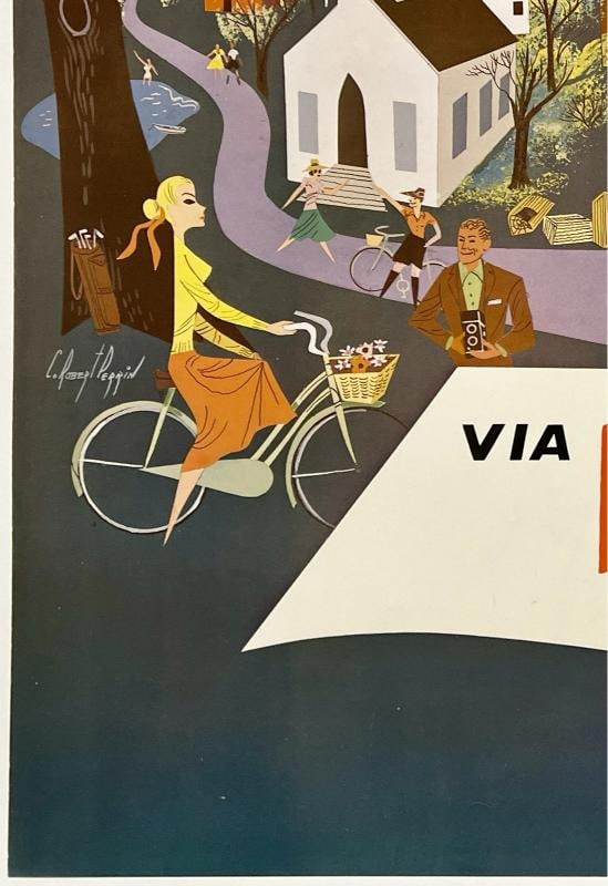 Original Vintage Poster NEW ENGLAND CHARM - NORTHEAST AIRLINES Airline Travel OL - 4