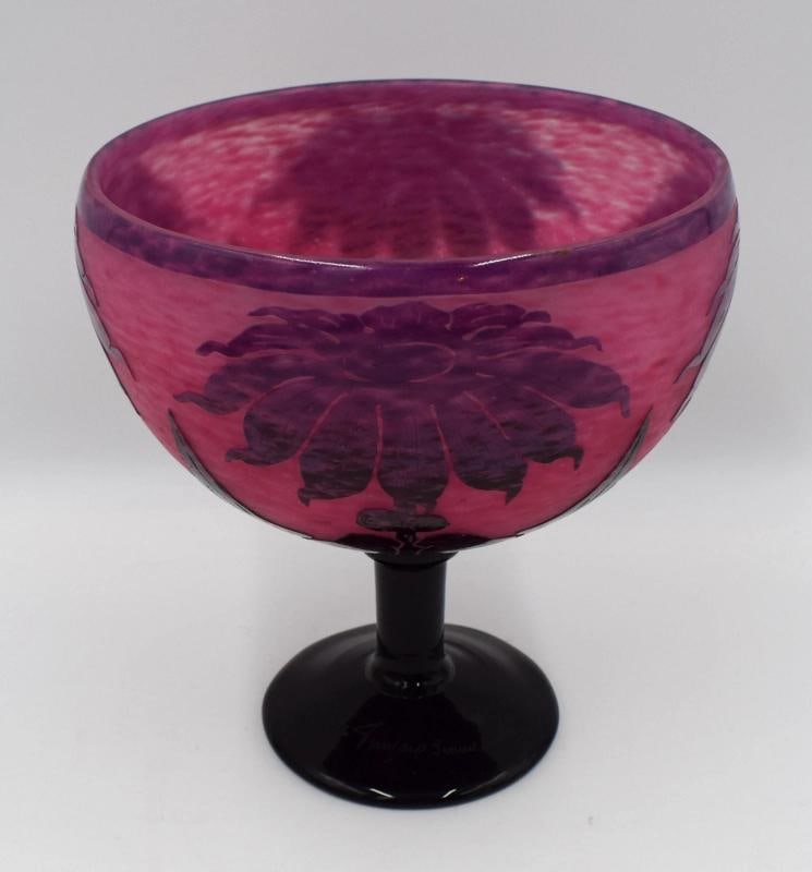 Schneider Le Verre Francais Cameo Art Glass Vase-Centerpiece Made for Ovingtons - 2