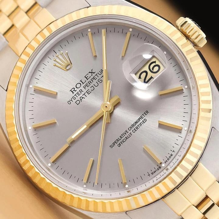 ROLEX MENS DATEJUST 16013 GRAY DIAL 18K YELLOW GOLD STAINLESS STEEL WATCH (1 of 10)