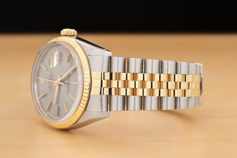 ROLEX MENS DATEJUST 16013 GRAY DIAL 18K YELLOW GOLD STAINLESS STEEL WATCH - 4