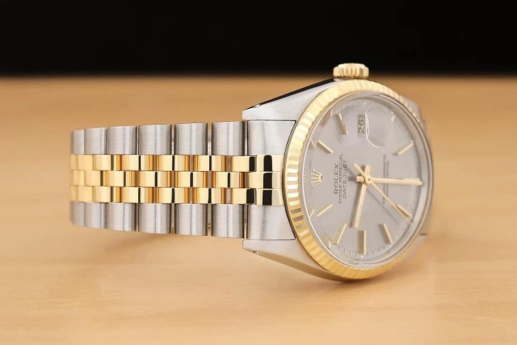 ROLEX MENS DATEJUST 16013 GRAY DIAL 18K YELLOW GOLD STAINLESS STEEL WATCH - 7