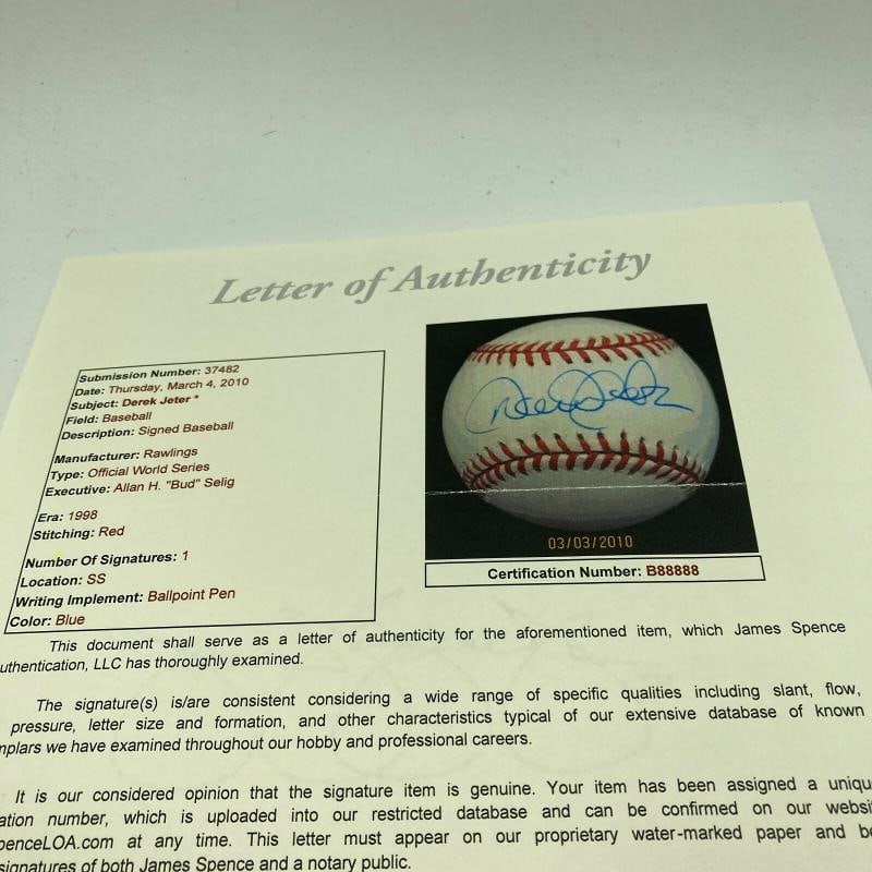 Derek Jeter Signed Official 1998 World Series Baseball With JSA COA - 6
